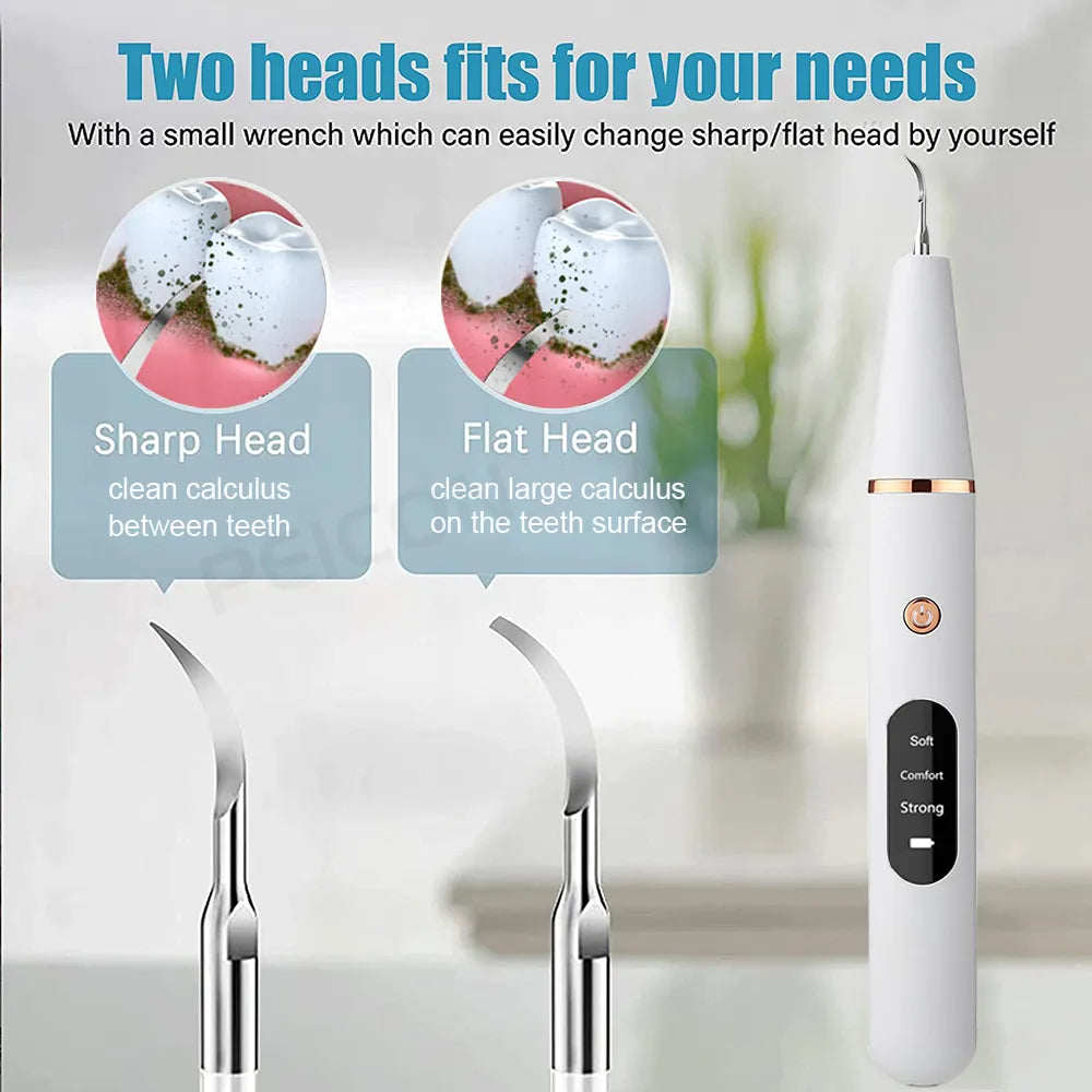 Ultrasonic Dental Scaler For Teeth Tartar Stain Tooth Calculus Remover Electric Sonic Teeth Plaque Cleaner Dental Stone Removal